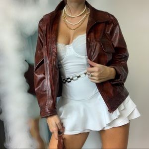 🍁 Faux Leather Jacket - Rich Burgundry/Brown 🍁